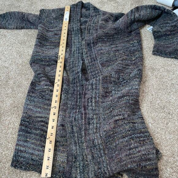 Prana Sabina Marled Yarn Duster Sweater Wool Blend Pockets Open Cardigan SZ M - Picture 7 of 12